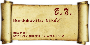 Bendekovits Niké névjegykártya
